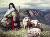 王連成《牧羊女》布面油画，100X80cmS